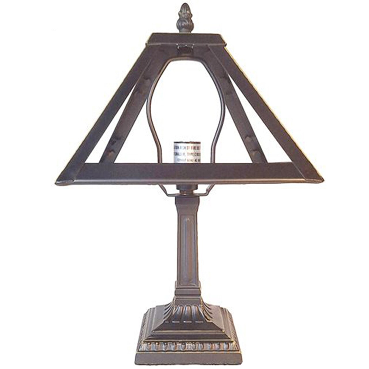 8"DIA. Metal Panel Lamp Frame & Base, Dark Bronze Finish with Gold Highlights, Nicely Weighted, 13.5" Tall
